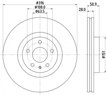 PRO FORD Диск тормозной передний MONDEO V Turnier 14- Ford Mondeo HELLA 8DD 355 132-421