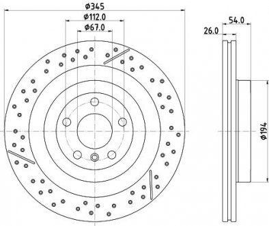 Диск тормозной PRO High Carbon; задн. / MB GLE, GLS 2015-2019 HELLA 8DD355132461