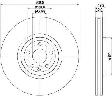 PRO HIGH CARBON LAND ROVER Гальмівний диск передн. RANGE ROVER VELAR, JAGUAR Jaguar XE, XF HELLA 8DD 355 132-481