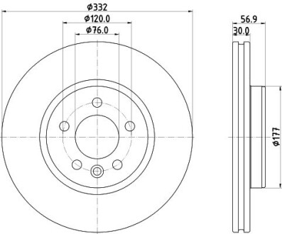 PRO HIGH CARBON VW ДИСК ГАЛЬМIВНИЙ ПЕРЕДНIЙ. AMAROK 2.0 11- Volkswagen Amarok HELLA 8DD 355 132-561