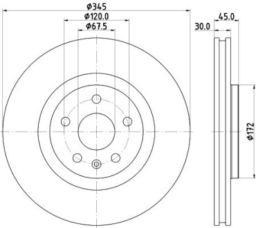 PRO HIGH CARBON OPEL Тормозной диск передний. INSIGNIA 17- HELLA 8DD 355 132-621