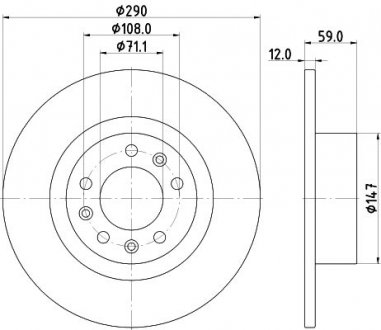 PRO PEUGEOT Диск тормозной задний. 508 2.0 14-18 HELLA 8DD 355 132-841