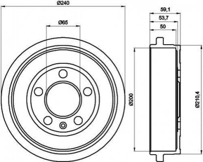 Купити Гальмівний барабан Fabia/Polo 1.0-2.0 99- Seat Ibiza, Skoda Fabia, Volkswagen Polo, Audi A2, Seat Cordoba HELLA 8DT355300-371 (фото1) підбір по VIN коду, ціна 1505 грн.