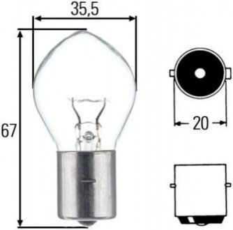 Автомобильная лампа BA20s f2 12V 35W HELLA 8GA002083-131