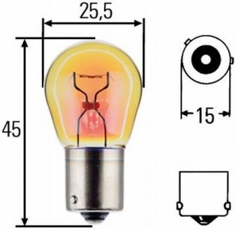 PY21W 12V21W Автомобільна лампа жовта 2шт. (блістер) HELLA 8GA 006 841-123