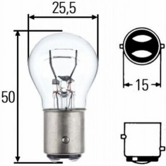 Лампа розжарювання, P21/5W 24V 21/5W BAY 15d HELLA 8GD 002 078-241