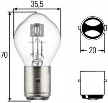 Автомобильная лампа BA20d S2 12V45/40W HELLA 8GD002084-151