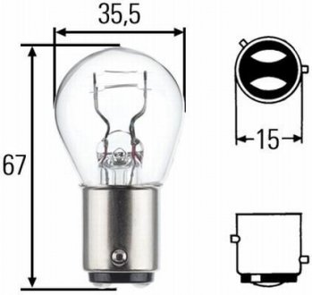 P21/4W 12V 4W Лампа накаливания (блистер 2 шт.)) HELLA 8GD 004 772-123