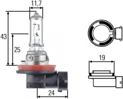 H11 DP (двойной ресурс!) 24V 70W Автомобильная лампа (цоколь PGJ19-2) HELLA 8GH 008 358-251