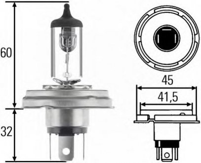 Лампа 12V R2 60/55W P45t HELLA 8GJ 004 173-121