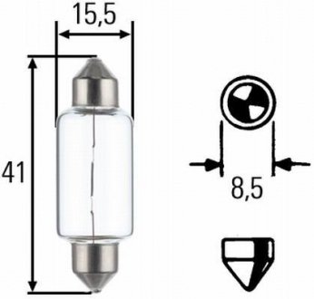 ЛАМПА РАЗЖАРЕНИЯ, 12V 15W SV 8,58 HELLA 8GM002091141