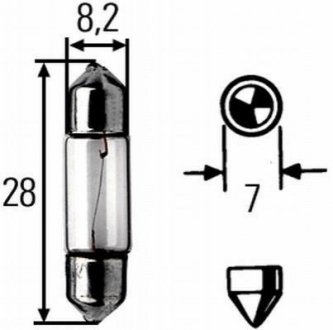 Автомобильная лампа SV7-8 12 V 12V3W M12VCP10 Skoda Fabia, Volkswagen Transporter, Vento, Porsche 911, Mercedes G-Class, Volkswagen Golf HELLA 8GM002094-121