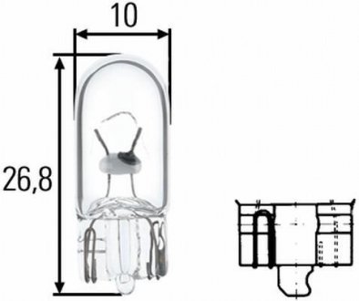 W5W 12V 5W Лампа розжарювання (блістер 2 шт.).)) STANDARD Renault Megane, Suzuki Swift, BMW E36, Ford C-Max, Nissan Leaf, Land Rover Discovery, Toyota Land Cruiser, Opel Astra, Mercedes G-Class, Jaguar XF, Fiat Doblo HELLA 8GP 003 594-123