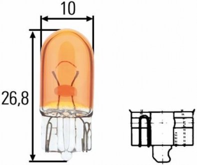 WY5W 12V 5W Лампа накаливания указателя поворота (желтый) STANDARD (блистер 2 шт)) Renault Megane, Suzuki Swift, BMW E36, Ford C-Max, Nissan Leaf, Citroen C8, Land Rover Discovery, Toyota Land Cruiser, Opel Astra, Mercedes G-Class, Jaguar XF HELLA 8GP 003 594-543