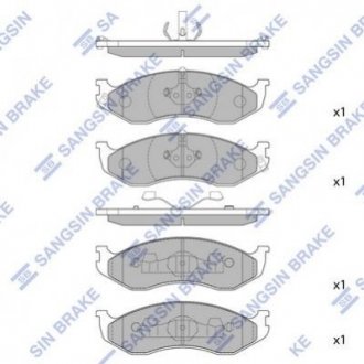 Комплект гальмівних колодок з 4 шт. дисків Jeep Wrangler, Cherokee, Grand Cherokee, KIA Carnival Hi-Q (SANGSIN) sp1112