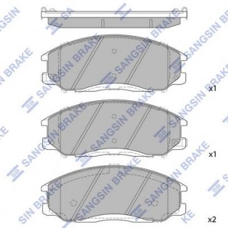 Купить Колодки тормозные Santa Fe (00-) перед (58101-26A00) Sangsin SsangYong Kyron, Hyundai H-1, SsangYong Rexton, Actyon, Hyundai Trajet, Santa Fe Hi-Q (SANGSIN) sp1115 (фото1) подбор по VIN коду, цена 1475 грн.