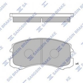 Комплект тормозных колодок из 4 шт. дисков Mitsubishi ASX, Lancer, Galant Hi-Q (SANGSIN) sp1255