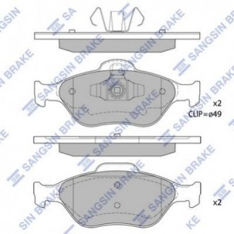 Купити Гальмівні колодки дискові кт. Ford Fiesta, Fusion, Mazda 2, Ford KA Hi-Q (SANGSIN) sp1565 (фото1) підбір по VIN коду, ціна 864 грн.