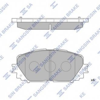 Комплект тормозных колодок. Toyota Yaris, Verso, Corolla Hi-Q (SANGSIN) sp1588