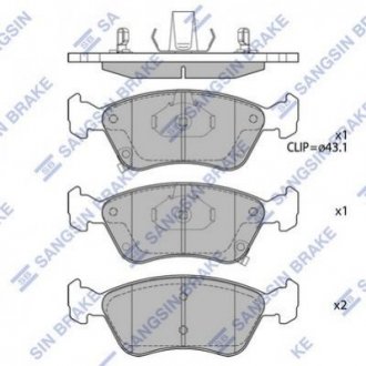 Купить Комплект тормозных колодок из 4 шт. дисков Toyota Avensis Hi-Q (SANGSIN) sp1597 (фото1) подбор по VIN коду, цена 1004 грн.