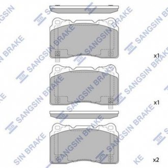 Комплект тормозных колодок из 4 шт. дисков Mitsubishi Lancer, Subaru Impreza, Honda Civic Hi-Q (SANGSIN) sp2119