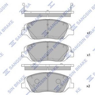 Купити Колодка гальмівна передня (58101-2WA00) SANGSIN KIA Sorento, SsangYong Korando, Hyundai Santa Fe, SsangYong Actyon Hi-Q (SANGSIN) sp4102 (фото1) підбір по VIN коду, ціна 1542 грн.