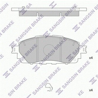 Колодки гальмівні дискові (комплект 4 шт) Toyota Hilux Hi-Q (SANGSIN) sp4264