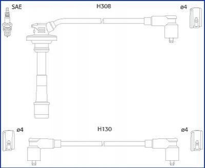 TOYOTA Комплект высоковольтных проводов Avensis 1,6 -00, Carina 1,6 -97 Toyota Carina, Avensis HITACHI 134562