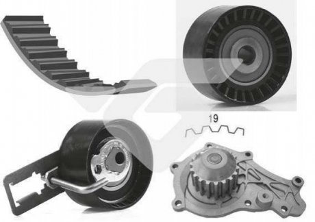 Комплект ГРМ с помпой Citroen Berlingo (08-18), C-Elysee (12-), C3 (09-16) Ford Fiesta, Ecosport, B-Max, Focus, Transit, Courier, Mondeo HUTCHINSON kh450wp64