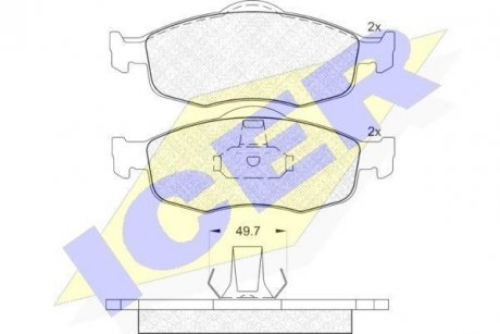 Колодки гальмівні (передні) Ford Mondeo I/II 93-00/Scorpio I/II 85-98 Ford Scorpio, Mondeo ICER 180916