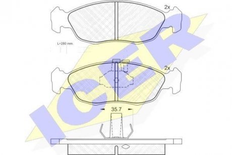 Тормозные колодки передние (17.3mm) Peugeot 306 (ATE) ICER 180932