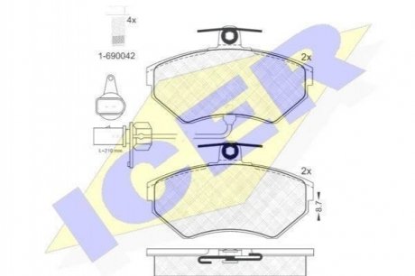 Купити Колодки гальмівні (передні) Audi A4 94-08/Seat Exeo 08-13/VW Passat B5 96-00 (+датчики) Audi A4, Volkswagen Passat ICER 181157-203 (фото1) підбір по VIN коду, ціна 1017 грн.