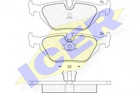 Купити Колодки гальмівні (задні) BMW 3 (E36/E46) 90-06 BMW E36, E46 ICER 181174 (фото1) підбір по VIN коду, ціна 867 грн.