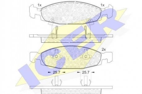 Колодки тормозные (передние) Jeep Grand Cherokee II 99-05 Jeep Cherokee, Grand Cherokee ICER 181398