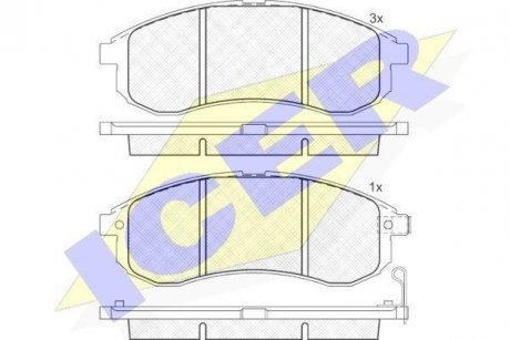 Купить Тормозные колодки (передние) Mitsubishi L200 III 96-07 Mitsubishi L200 ICER 181507 (фото1) подбор по VIN коду, цена 1125 грн.