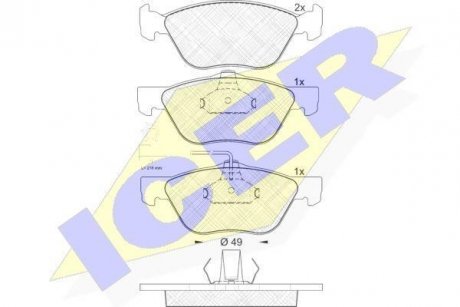 Колодки тормозные (передние) 145/146/147/156/GT/Spider 95-10/Fiat Bravo 07-14 (+датчики)) ICER 181601