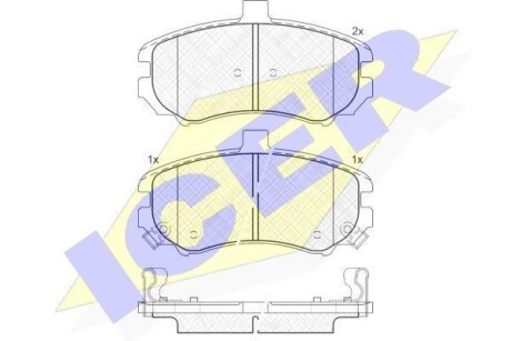 Тормозные колодки (передние) Hyundai Elantra 00- Hyundai Elantra ICER 181666