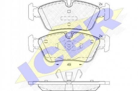 Колодки гальмівні (передні) BMW 1 (E81/E87) 03-13/3 (E46) 98-07/3 (E90-E93) 04-13 BMW E81, E90, E87 ICER 181698