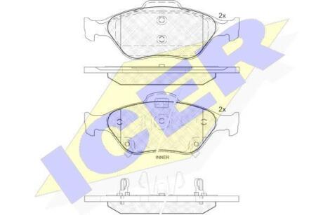 Колодки гальмівні (передні) Toyota Yaris 05- ICER 181877