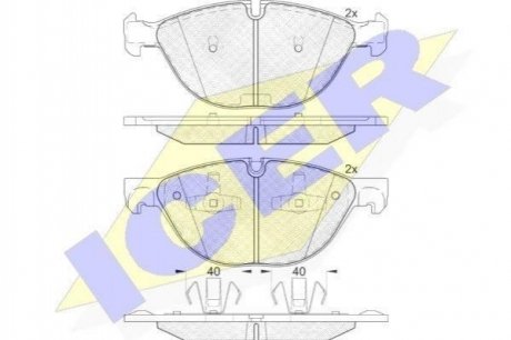 Комплект тормозных колодок (дисковых).) BMW X5, X6 ICER 181905