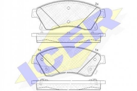 Колодки гальмівні (передні) Chevrolet Aveo I/II 11-/Cruze/Opel Astra H/J 09-/Nissan Rogue 10-13 ICER 181942-202