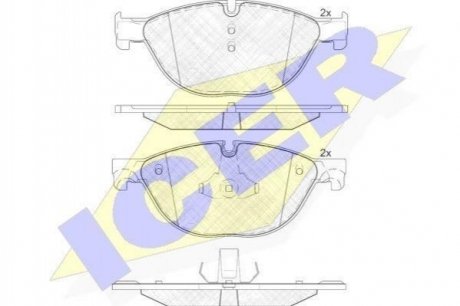 Колодки гальмівні (передні) BMW 5 (F07/F10/F11) 09-17/6 (F06/F13) 11-18/7 (F01/F02/F03/F04) 08-15 ICER 181961