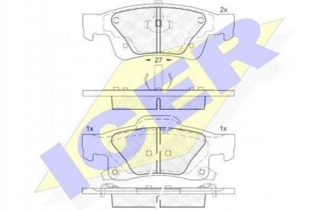 Комплект тормозных колодок (дисковых).) Jeep Grand Cherokee ICER 181989