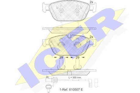 Купити Колодки гальмівні (передні) Audi A6 10-18/A7 Sportback 10-15/A8 10-18/Q5 12-17 (+датчики) Audi A6, A8, A7, Q5 ICER 181994 (фото1) підбір по VIN коду, ціна 2318 грн.