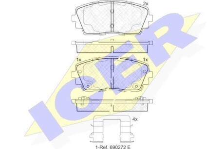 Колодки гальмівні (передні) Dodge i10 07-/Kia Picanto/Ray 11- KIA Picanto ICER 182034