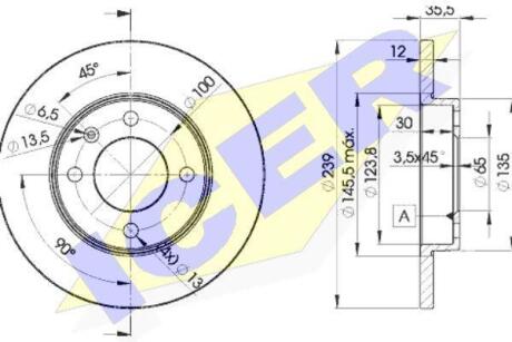 Купити Диск гальмівний (передній) VW Caddy 82-92/Golf 74-99/Passat 73-88/Polo 95-02 (239x12)(з покр)(повний) ICER 78BD3300-2 (фото1) підбір по VIN коду, ціна 715 грн.