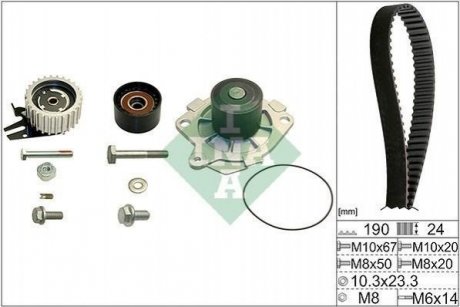 Комплект ремня ГРМ с насосом воды Fiat Grande Punto, SAAB 9-3, Fiat Croma, Alfa Romeo 159, Suzuki SX4 INA 530 0624 30