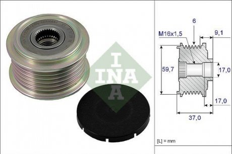 Шків привідного паса Mazda 323, 626, Xedos 6, Xedos 9 INA 535 0017 10