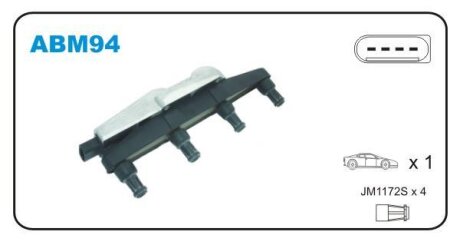 Катушка зажиг. VW PoloLupo 1.0E SK FabiaOctavia 1.01.4E Janmor abm94