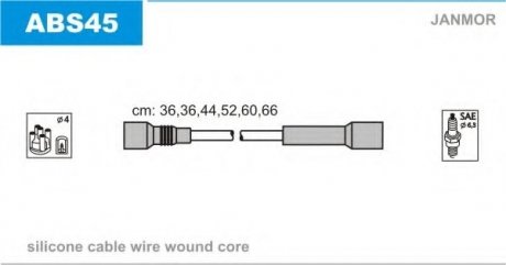 Провід В/В Audi 80/100/A4/A6/A8 2.4/2.4Q/2.6/2.6Q/2.8 Audi 100, 80, A8, A4, A6 Janmor abs45